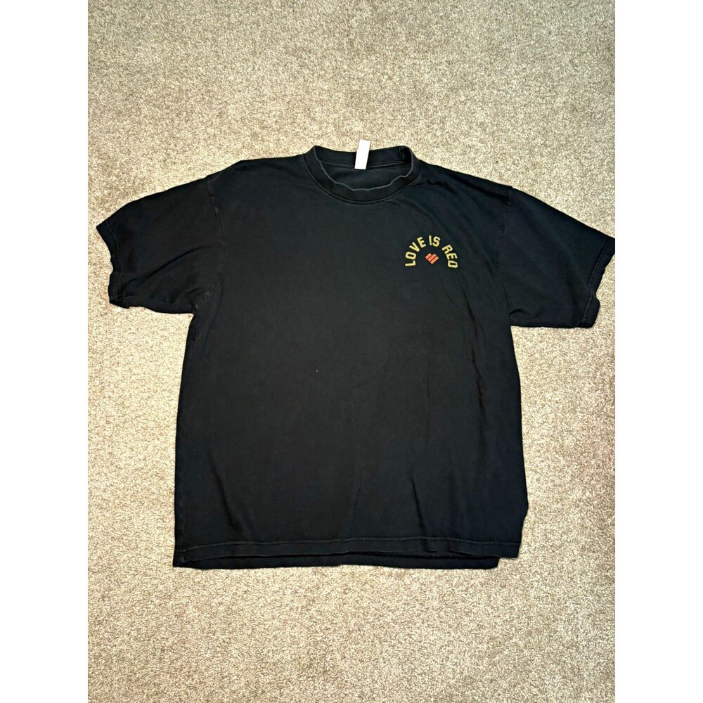Lane Seven Mens XL Black Love Graphic Logo Knit Crew Neck Short Sleeve Tee